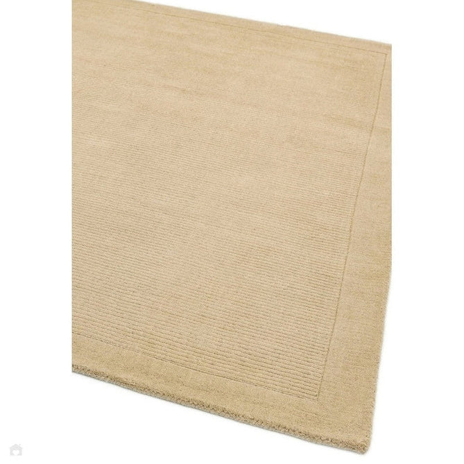 York Modern Plain Textured Subtle Ribbed Stripe Contrasting Smooth Border Handwoven Wool Loop Pile Warm Beige Rug-Asiatic Carpets-Rug Love - The Most Loved Rug Store