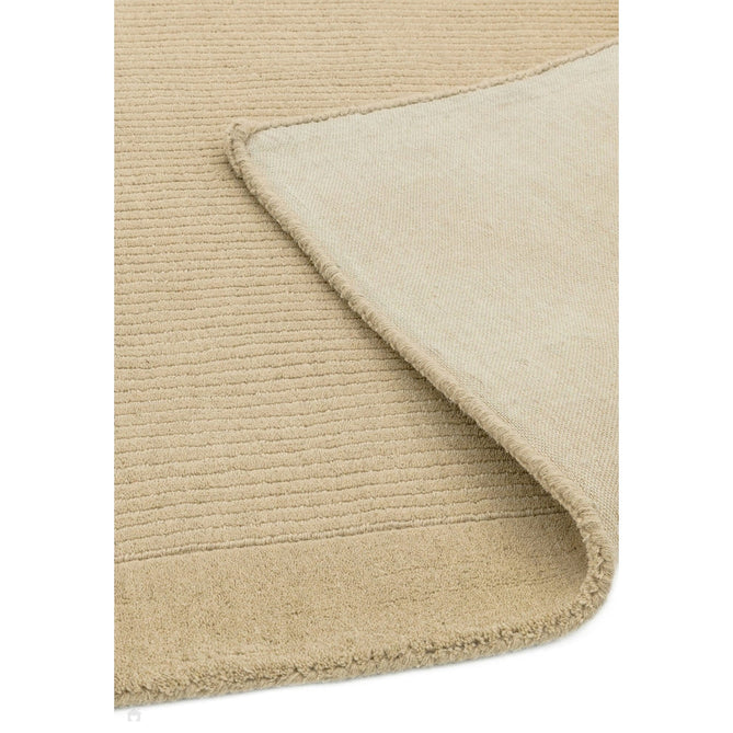 York Modern Plain Textured Subtle Ribbed Stripe Contrasting Smooth Border Handwoven Wool Loop Pile Warm Beige Runner-Asiatic Carpets-Rug Love - The Most Loved Rug Store
