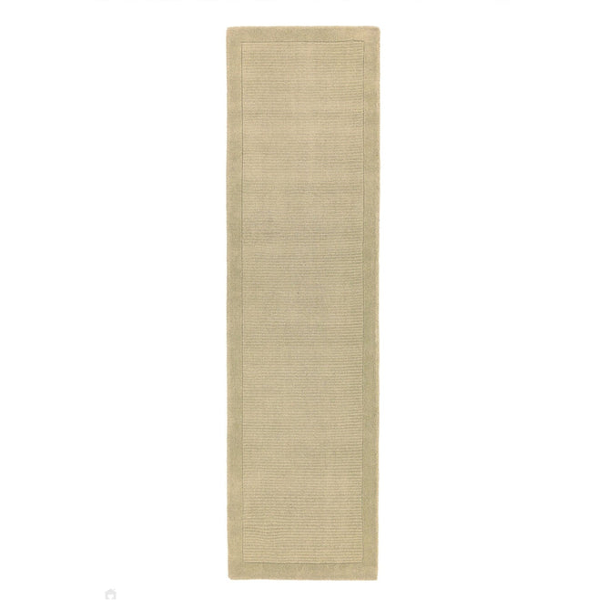 York Modern Plain Textured Subtle Ribbed Stripe Contrasting Smooth Border Handwoven Wool Loop Pile Warm Beige Runner-Asiatic Carpets-Rug Love - The Most Loved Rug Store