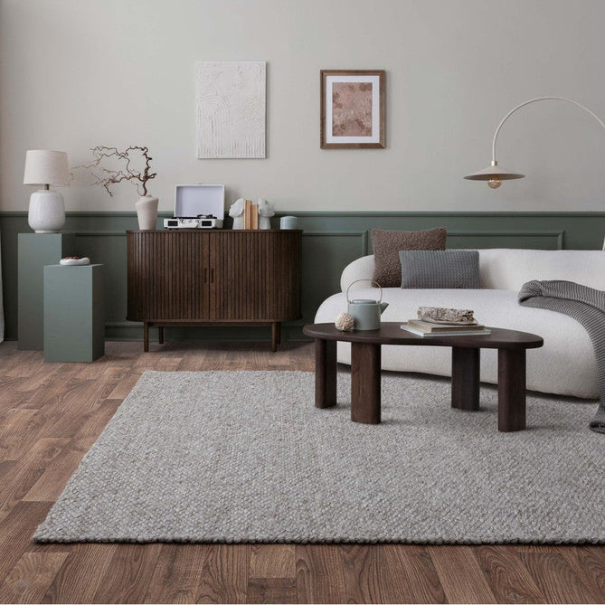 Zander Modern Plain Basketweave Hand-Woven Heavy-Weight Chunky Textured Space-Dyed Wool Blend Low-Profile Looped Pile Charcoal Grey/Off White Rug-Asiatic Carpets-Rug Love - The Most Loved Rug Store