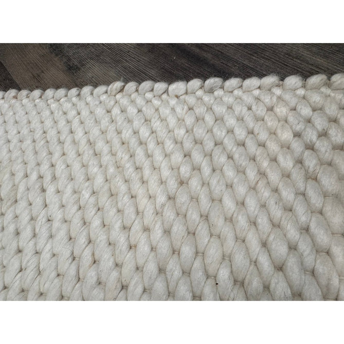 Zander Modern Plain Basketweave Hand-Woven Heavy-Weight Chunky Textured Space-Dyed Wool Blend Low-Profile Looped Pile Ivory Rug-Asiatic Carpets-Rug Love - The Most Loved Rug Store