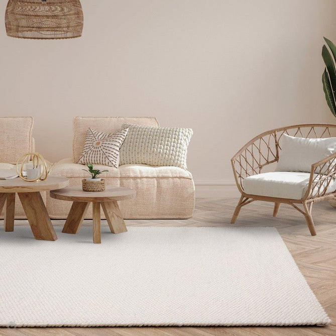 Zander Modern Plain Basketweave Hand-Woven Heavy-Weight Chunky Textured Space-Dyed Wool Blend Low-Profile Looped Pile Ivory Rug-Asiatic Carpets-Rug Love - The Most Loved Rug Store