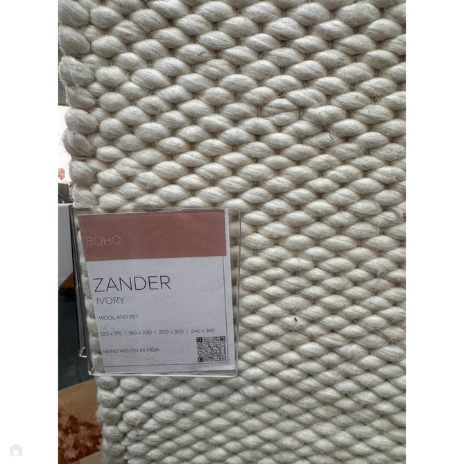 Zander Modern Plain Basketweave Hand-Woven Heavy-Weight Chunky Textured Space-Dyed Wool Blend Low-Profile Looped Pile Ivory Rug-Asiatic Carpets-Rug Love - The Most Loved Rug Store