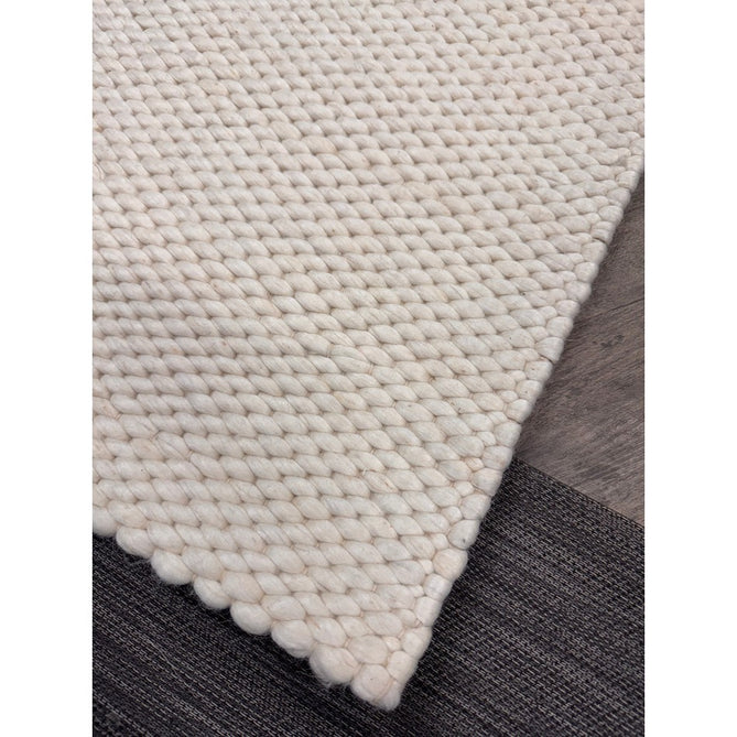 Zander Modern Plain Basketweave Hand-Woven Heavy-Weight Chunky Textured Space-Dyed Wool Blend Low-Profile Looped Pile Ivory Rug-Asiatic Carpets-Rug Love - The Most Loved Rug Store