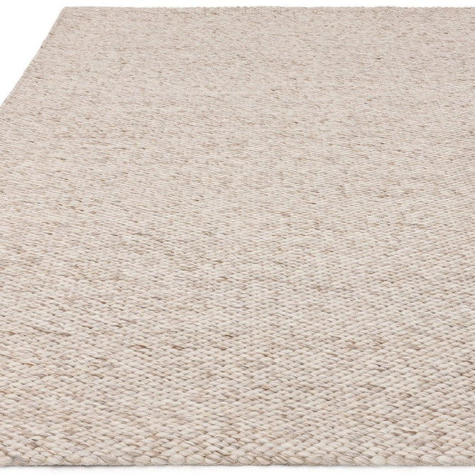 Zander Modern Plain Basketweave Hand-Woven Heavy-Weight Chunky Textured Space-Dyed Wool Blend Low-Profile Looped Pile Oyster/Natural Rug-Asiatic Carpets-Rug Love - The Most Loved Rug Store