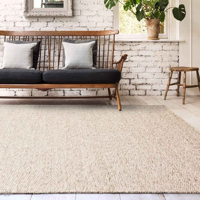 Zander Modern Plain Basketweave Hand-Woven Heavy-Weight Chunky Textured Space-Dyed Wool Blend Low-Profile Looped Pile Oyster/Natural Rug-Asiatic Carpets-Rug Love - The Most Loved Rug Store