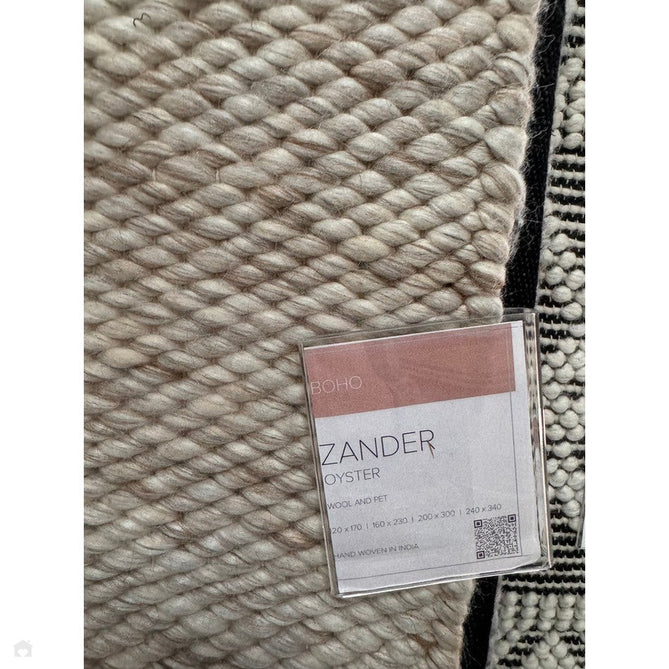 Zander Modern Plain Basketweave Hand-Woven Heavy-Weight Chunky Textured Space-Dyed Wool Blend Low-Profile Looped Pile Oyster/Natural Rug-Asiatic Carpets-Rug Love - The Most Loved Rug Store