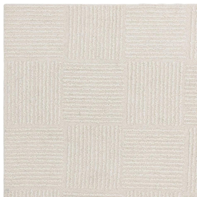 Zennith Modern Plain Subtle Geometric Grid Hand-Woven Hi-Lo Textured Boucle Low Profile Wool Loop Pile Cream Rug-Asiatic Carpets-Rug Love - The Most Loved Rug Store