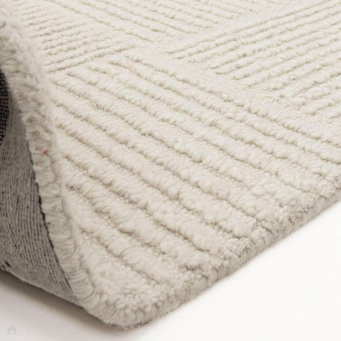 Zennith Modern Plain Subtle Geometric Grid Hand-Woven Hi-Lo Textured Boucle Low Profile Wool Loop Pile Cream Rug-Asiatic Carpets-Rug Love - The Most Loved Rug Store