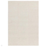 Zennith Modern Plain Subtle Vertical Linear Column Hand-Woven Hi-Lo Textured Boucle Low Profile Wool Loop Pile Cream Rug