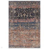 Zola Fasa Traditional Persian Ornate Floral Hi-Low Textured Charcoal/Orange/Blue/Pink/Tan/Multicolour Rug