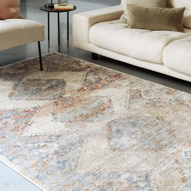 Zola Lisar Traditional Persian Vintage Distressed Ombre Hi-Low Textured Beige/Blue/Silver/Natural Rug-Asiatic Carpets-Rug Love - The Most Loved Rug Store