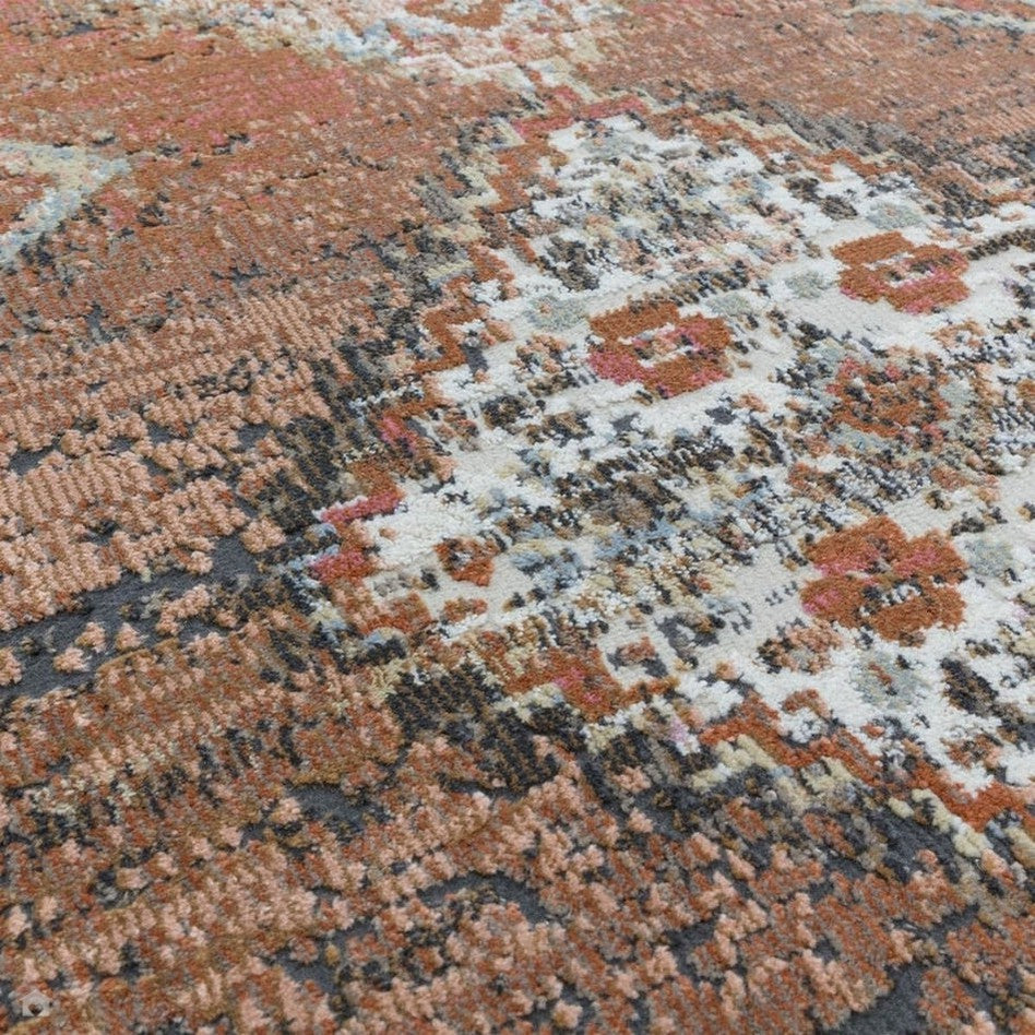On Sale Zola Tark Traditional Persian Border Hi-Low Textured Rust/Pink ...