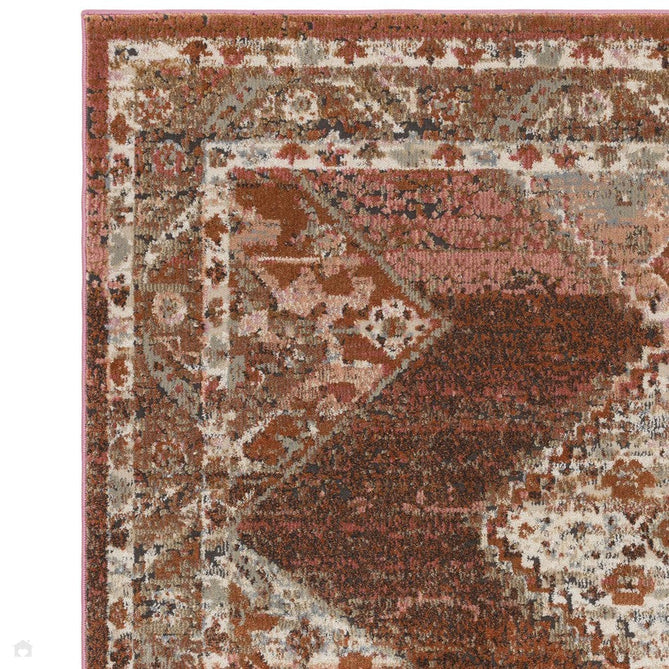 Zola Tark Traditional Persian Border Hi-Low Textured Rust/Pink/Cream/Terra/Beige/Tan/Multi Rug-Asiatic Carpets-Rug Love - The Most Loved Rug Store