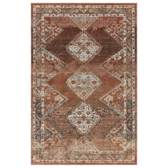 Zola Tark Traditional Persian Border Hi-Low Textured Rust/Pink/Cream/Terra/Beige/Tan/Multi Rug-Asiatic Carpets-Rug Love - The Most Loved Rug Store