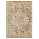 Heriz HE02 Serapi Traditional Persian Vintage Distressed Shimmer Tonal Textured Hi-Lo Space-Dyed Polyester Low-Profile Short Pile Green Rug