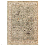 Heriz HE04 Ornate Traditional Persian Vintage Distressed Shimmer Tonal Textured Hi-Lo Space-Dyed Polyester Low-Profile Short Pile Green Runner