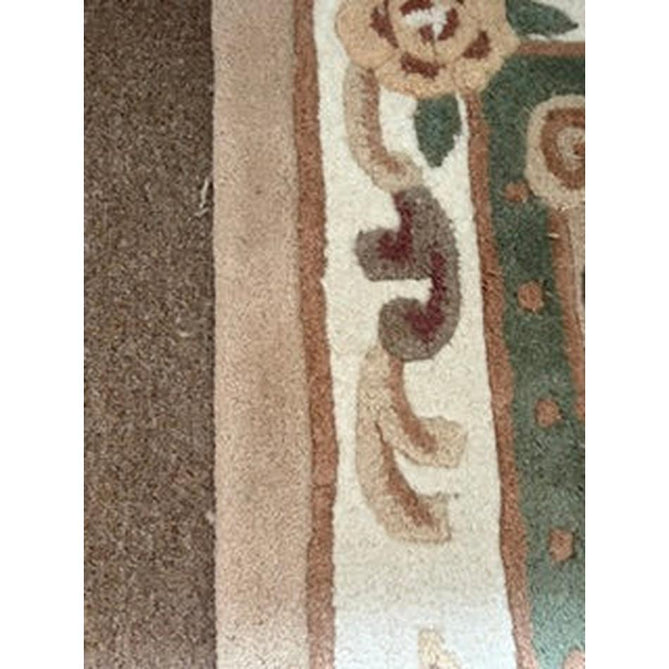 Shensi Traditional Floral Aubusson Medallion Border French-Style Hand-Carved Hi-Low Textured Soft Durable Wool Beige/Brown Rug