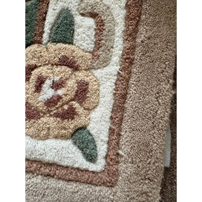 Shensi Traditional Floral Aubusson Medallion Border French-Style Hand-Carved Hi-Low Textured Soft Durable Wool Beige/Brown Rug