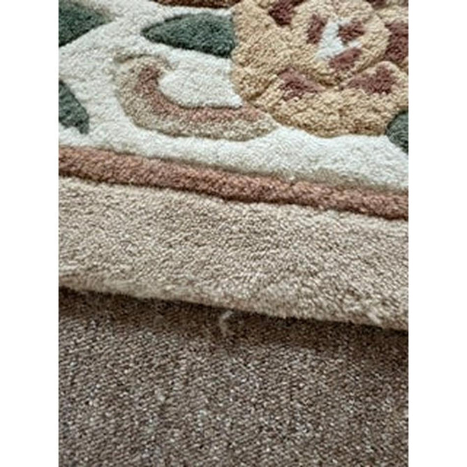 Shensi Traditional Floral Aubusson Medallion Border French-Style Hand-Carved Hi-Low Textured Soft Durable Wool Beige/Brown Rug