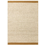 Lima Modern Plain Tonal Border Hand-Woven Textured Natural Twisted Wool Durable Low Profile Flatweave Natural Oatmeal/Golden Ochre Rug
