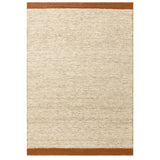 Lima Modern Plain Tonal Border Hand-Woven Textured Natural Twisted Wool Durable Low Profile Flatweave Natural Oatmeal/Rust Rug