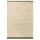 Lima Modern Plain Tonal Border Hand-Woven Textured Natural Twisted Wool Durable Low Profile Flatweave Natural Oatmeal/Sage Rug