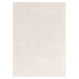 Orlo Modern Plain Tonal Variation Hand-Carved Hi-Lo Loop Pile Border Natural Undyed Wool Natural Ivory Rug