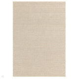 Ravine Modern Plain Linear Hand-Woven Textured Irregular Ridges Looped Ribbed Pile Low Profile Wool Ivory Rug