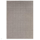 Thatch Modern Plain Geometric Grid Hand-Woven Textured Hi-Lo Ribbed Loop Pile Low-Profile Wool-Blend Taupe Stone Rug