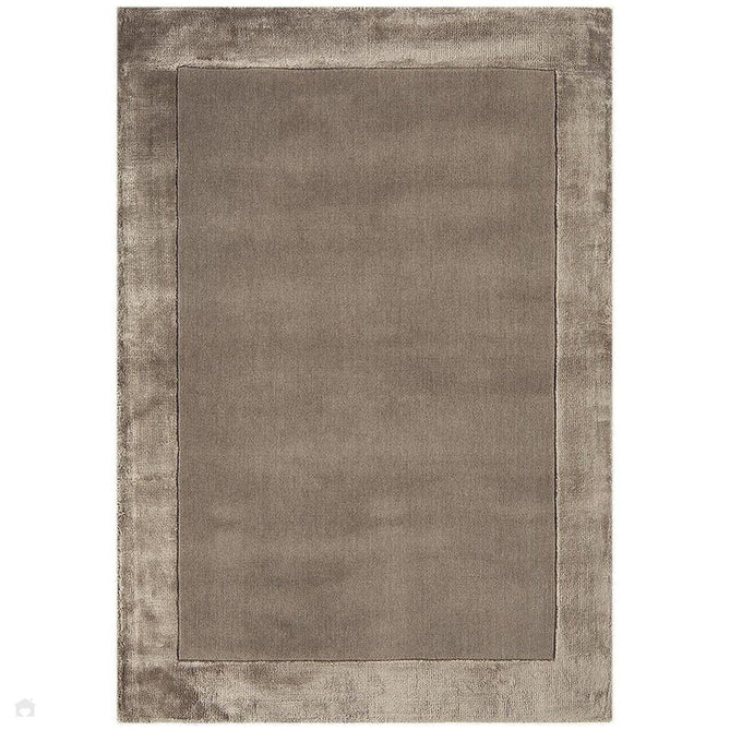 Ascot Modern Plain Hand-Woven Wool Centred Loop Pile Metallic Shimmer Wide Viscose Border Soft Taupe/Champagne Taupe Rug-Asiatic Carpets-Rug Love - The Most Loved Rug Store