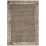 Ascot Modern Plain Hand-Woven Wool Centred Loop Pile Metallic Shimmer Wide Viscose Border Taupe Rug