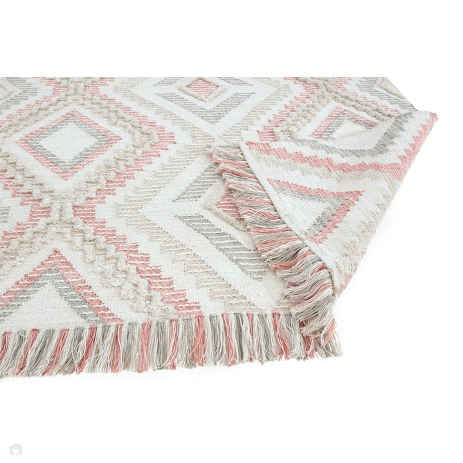 Carlton Boho Geometric Textured Hand-Woven Hi-Low Durable Stain-Resistant Weatherproof Flatweave In-Outdoor Pink/Cream/Taupe/Grey Rug-Asiatic Carpets-Rug Love - The Most Loved Rug Store