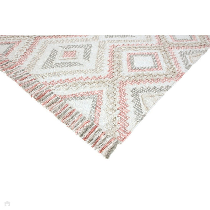 Carlton Boho Geometric Textured Hand-Woven Hi-Low Durable Stain-Resistant Weatherproof Flatweave In-Outdoor Pink/Cream/Taupe/Grey Rug-Asiatic Carpets-Rug Love - The Most Loved Rug Store