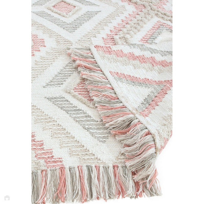 Carlton Boho Geometric Textured Hand-Woven Hi-Low Durable Stain-Resistant Weatherproof Flatweave In-Outdoor Pink/Cream/Taupe/Grey Rug-Asiatic Carpets-Rug Love - The Most Loved Rug Store