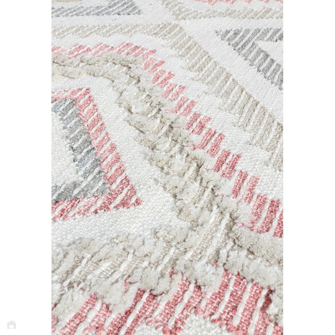 Carlton Boho Geometric Textured Hand-Woven Hi-Low Durable Stain-Resistant Weatherproof Flatweave In-Outdoor Pink/Cream/Taupe/Grey Rug-Asiatic Carpets-Rug Love - The Most Loved Rug Store