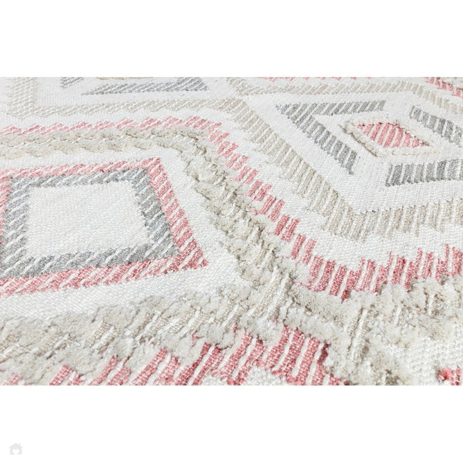 Carlton Boho Geometric Textured Hand-Woven Hi-Low Durable Stain-Resistant Weatherproof Flatweave In-Outdoor Pink/Cream/Taupe/Grey Rug-Asiatic Carpets-Rug Love - The Most Loved Rug Store