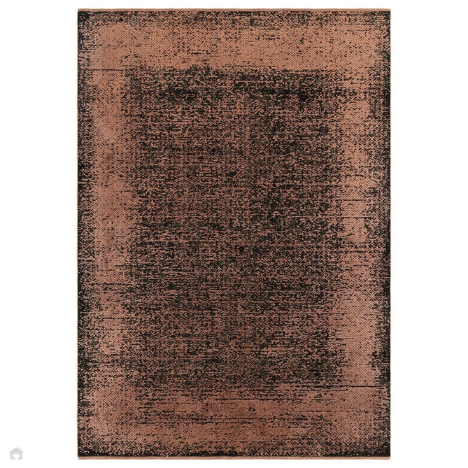Elodie Modern Abstract Metallic Shimmer Bordered Overdyed Textured Soft-Touch Flatweave Terracotta/Black Rug-Asiatic Carpets-Rug Love - The Most Loved Rug Store