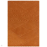 Hague Modern Plain Geometric Hand-Carved Hi-Low 3D Ridged Cut & Loop Textured Wool Desert Sand Rug