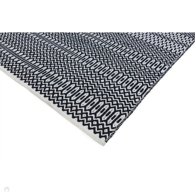 Halsey Modern Geometric Durable Stain-Resistant Weatherproof Flatweave In-Outdoor Black Rug-Asiatic Carpets-Rug Love - The Most Loved Rug Store