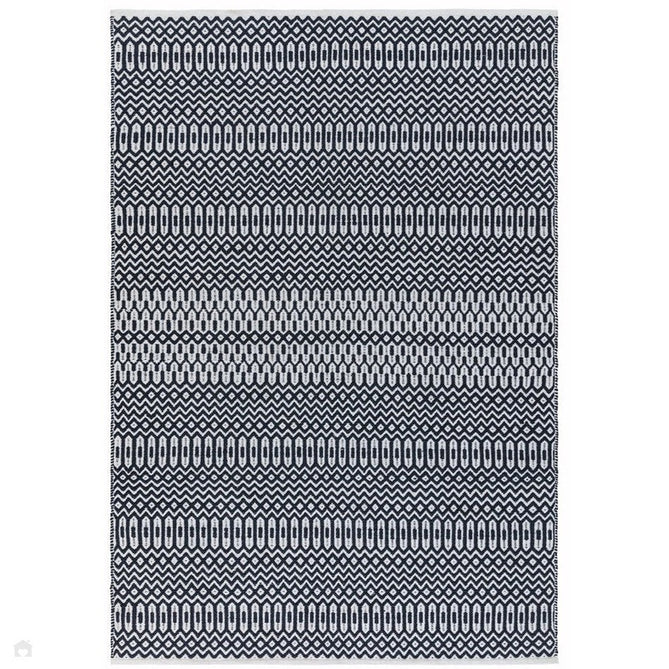 Halsey Modern Geometric Durable Stain-Resistant Weatherproof Flatweave In-Outdoor Black Rug-Asiatic Carpets-Rug Love - The Most Loved Rug Store