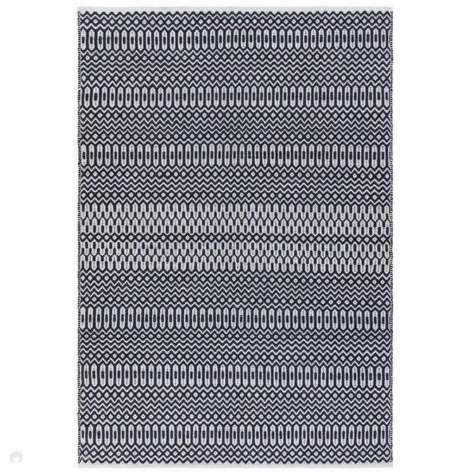 Halsey Modern Geometric Durable Stain-Resistant Weatherproof Flatweave In-Outdoor Black Rug-Asiatic Carpets-Rug Love - The Most Loved Rug Store
