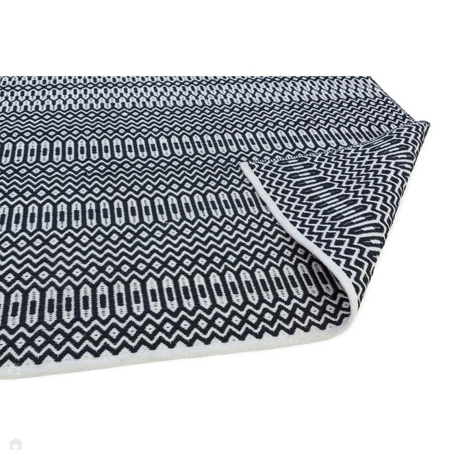 Halsey Modern Geometric Durable Stain-Resistant Weatherproof Flatweave In-Outdoor Black Rug-Asiatic Carpets-Rug Love - The Most Loved Rug Store