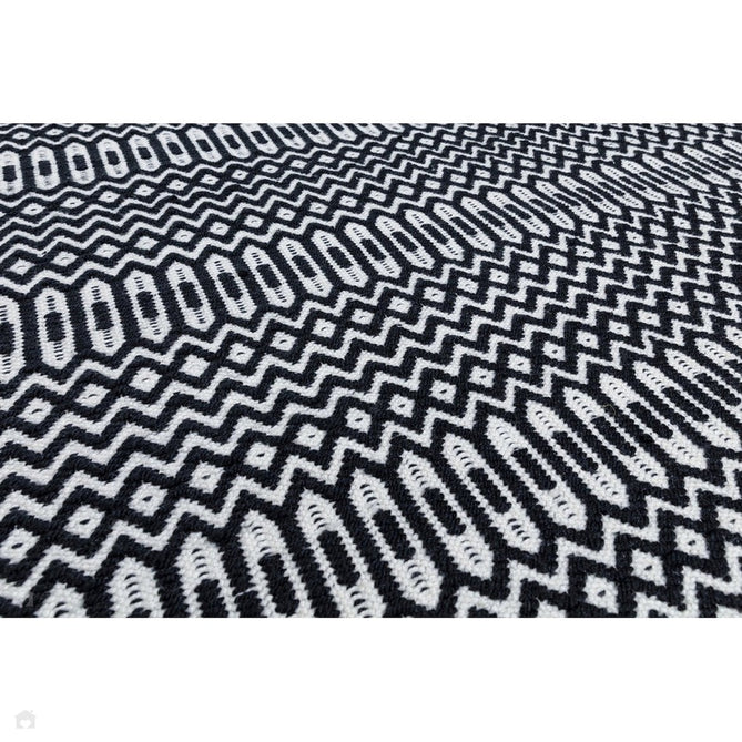 Halsey Modern Geometric Durable Stain-Resistant Weatherproof Flatweave In-Outdoor Black Rug-Asiatic Carpets-Rug Love - The Most Loved Rug Store