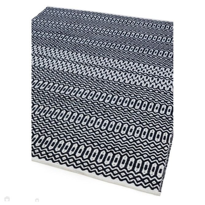 Halsey Modern Geometric Durable Stain-Resistant Weatherproof Flatweave In-Outdoor Black Rug-Asiatic Carpets-Rug Love - The Most Loved Rug Store