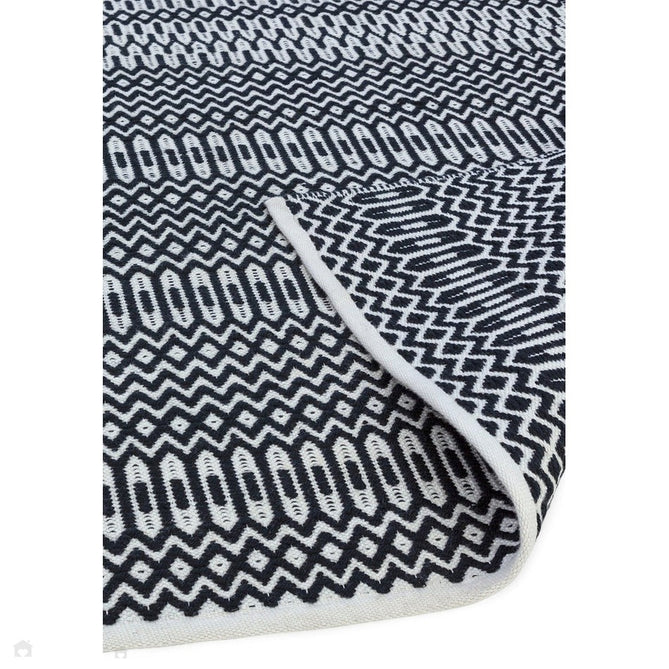 Halsey Modern Geometric Durable Stain-Resistant Weatherproof Flatweave In-Outdoor Black Rug-Asiatic Carpets-Rug Love - The Most Loved Rug Store