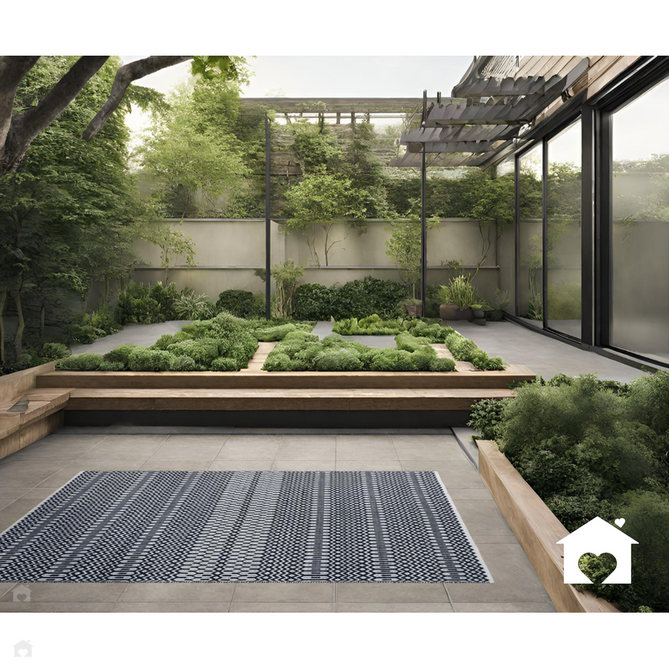 Halsey Modern Geometric Durable Stain-Resistant Weatherproof Flatweave In-Outdoor Black Rug-Asiatic Carpets-Rug Love - The Most Loved Rug Store