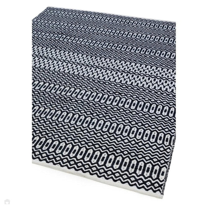 Halsey Modern Geometric Durable Stain-Resistant Weatherproof Flatweave In-Outdoor Black Rug-Asiatic Carpets-Rug Love - The Most Loved Rug Store