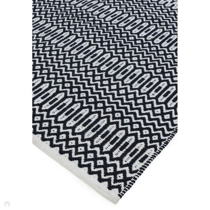 Halsey Modern Geometric Durable Stain-Resistant Weatherproof Flatweave In-Outdoor Black Rug-Asiatic Carpets-Rug Love - The Most Loved Rug Store
