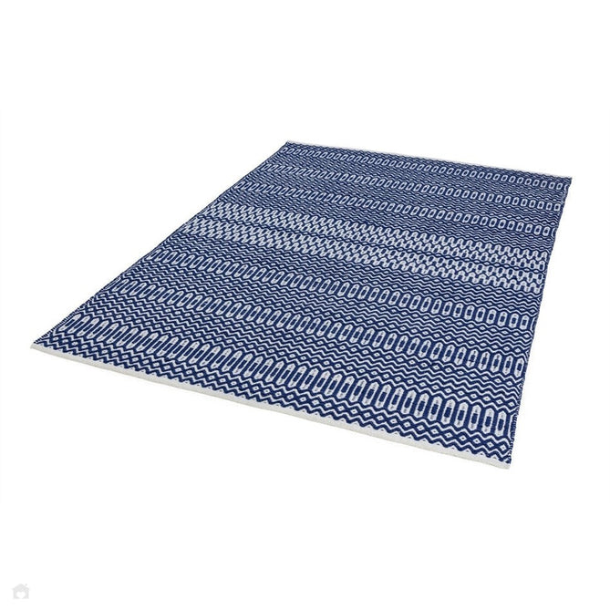 Halsey Modern Geometric Durable Stain-Resistant Weatherproof Flatweave In-Outdoor Blue Rug-Asiatic Carpets-Rug Love - The Most Loved Rug Store